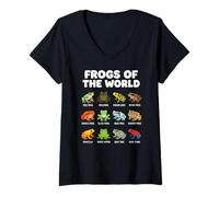 Femme Grenouilles du Monde Drôle Grenouille Infographique Mème éducatif T-Shirt avec Col en V