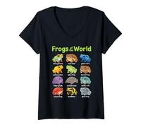 Femme Grenouilles du Monde Mignon Kawaii ambhibien T-Shirt avec Col en V
