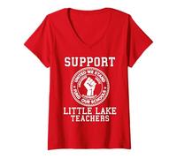 Femme Grève des Enseignants de Little Lake : Manifestation | Teach Union Education LA T-Shirt avec Col en V