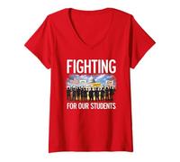 Femme Grève des Enseignants pour Protester Contre Le syndicat de l'éducation de Los Angeles et Chicago T-Shirt avec Col en V