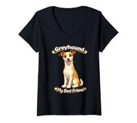 Femme Greyhound My Best Friend Cute Dog Lover Race Pride T-Shirt avec Col en V