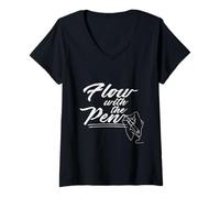 Femme Gribouillis Dessin À Main Levée Flow with The Pen T-Shirt avec Col en V
