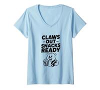 Femme Griffes Out Snacks Ready Bear Football Game Day Fun T-Shirt avec Col en V