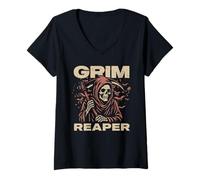 Femme Grim Reaper The Angel of Death Soul Collector Assorti T-Shirt avec Col en V