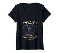 Femme Grimeur mystique fantastique enchanté, sorcier, gothique enchanté T-Shirt avec Col en V