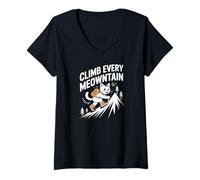 Femme Grimpez Toutes Les Aventures de Meowntain Cat T-Shirt avec Col en V