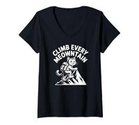 Femme Grimpez Toutes Les Aventures de Meowntain Cat T-Shirt avec Col en V