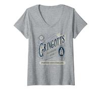 Femme Gringotts Banque de Sorcier Fortius Quo Fidelius Harry Potter T-Shirt avec Col en V