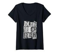 Femme Gris Blah-x3 Monochrome Color Graphic T-Shirt avec Col en V