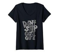 Femme Gris Don't Stop Get It (X2) Monochrome Color Graphic T-Shirt avec Col en V