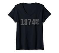 Femme Gris vieilli édition limitée et né en 1974 T-Shirt avec Col en V