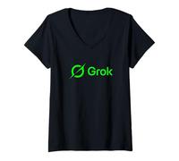 Femme Grok AI - Intelligence Artificielle omniprésente, Sage et spirituelle T-Shirt avec Col en V