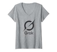Femme Grok AI - Intelligence Artificielle Sage et Libre pensée T-Shirt avec Col en V