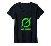Femme Grokipedia - Communauté de Partage de Connaissances galactiques alimentée par l'IA T-Shirt avec Col en V