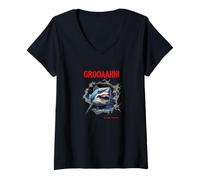Femme GROOAAHH! Dangerous comme Un Requin Danger dans la mer Alarme Requin T-Shirt avec Col en V