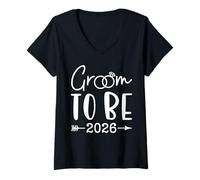 Femme Groom to be 2026 Future Husband Bachelor Wedding Matching T-Shirt avec Col en V