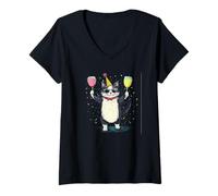 Femme Groove on with this party cat for party pets T-Shirt avec Col en V