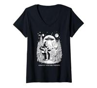 Femme Groovin' the Unknown UFO joue de la guitare drôle T-Shirt avec Col en V