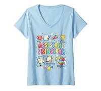 Femme Groovy Assistant Principal Appréciation, Cute School Leader T-Shirt avec Col en V
