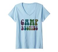 Femme Groovy Camp Besties BFF en mode tente sur les filles de croisière T-Shirt avec Col en V
