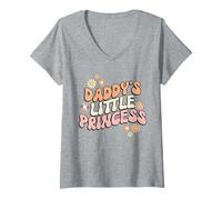 Femme Groovy Floral, la Petite Princesse de Papa T-Shirt avec Col en V