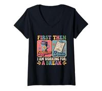 Femme Groovy SPED Teacher Special Education : d'abord Un café, Puis des données T-Shirt avec Col en V