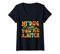 Femme Groovy Vintage Mon Chien a Dit Que tu étais Une garce drôle pour Hommes et Femmes T-Shirt avec Col en V