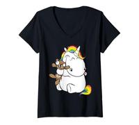 Femme Gros bébé licorne T-Shirt avec Col en V