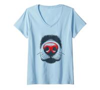 Femme Gros Plan Nez Chien drôle Costume canin T-Shirt avec Col en V