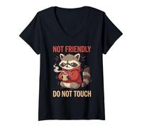 Femme Gros Raton Laveur Not Friendly Do Not Touch drôle introverti T-Shirt avec Col en V