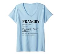 Femme Grossesse farfelue : maman enceinte drôle qui deviendra une future mère, mangez T-Shirt avec Col en V