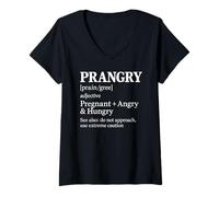 Femme Grossesse farfelue : maman enceinte drôle qui deviendra une future mère, mangez T-Shirt avec Col en V