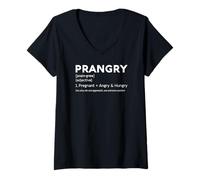 Femme Grossesse farfelue : maman enceinte drôle qui deviendra une future mère, mangez T-Shirt avec Col en V