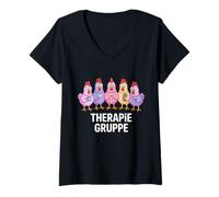 Femme Groupe de thérapie Soirée Entre Filles Poules T-Shirt avec Col en V
