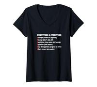 Femme Groupes de Soutien au rétablissement de l'AVC Ruban Rouge Survivor T-Shirt avec Col en V