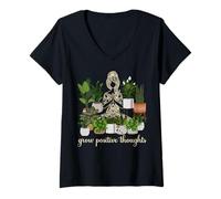 Femme Grow Positive Thoughts Cultivez Les Pensées Positives Yoga T-Shirt avec Col en V