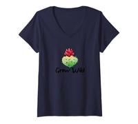 Femme Grow Wild Desert Southwestern, Art en Forme de cœur T-Shirt avec Col en V