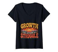 Femme Growth The Outcome of Struggle Parcours de Croissance - T-Shirt avec Col en V