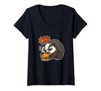 Femme Grrr Bouchée de Blaireau en colère T-Shirt avec Col en V