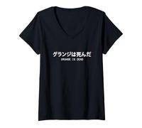 Femme Grunge is Dead Egirl Eboy Japonais Steam Wave Esthétique T-Shirt avec Col en V