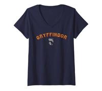 Femme Gryffondor Team Quidditch Hogwarts Wizardry T-Shirt avec Col en V