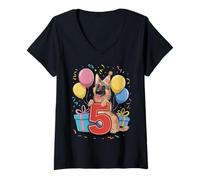 Femme GSD Chien 5ème Anniversaire Garçon Fille 5 ans 5 ans Berger Allemand T-Shirt avec Col en V