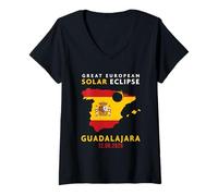 Femme Guadalajara, Spain Great European Total Solar Eclipse 2026 T-Shirt avec Col en V