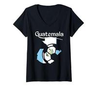 Femme Guatemala Chapin Carte de football Guate Futbol Deportes 502 T-Shirt avec Col en V