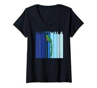 Femme Guatemala Chapin rétro Quetzal Antigua Marimba 502 Bandera T-Shirt avec Col en V