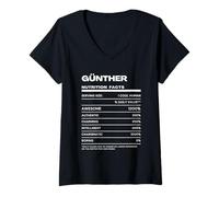 Femme Günther Valeur Nutritive Nom Drôle T-Shirt avec Col en V