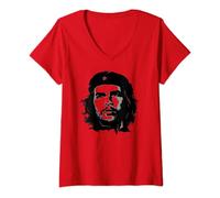 Femme Guérilla de la révolution cubaine communiste Che Guevara T-Shirt avec Col en V