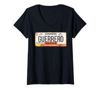 Femme Guerrero Mexico License Plate Mexican Travel Vacation Beach T-Shirt avec Col en V