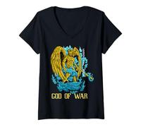 Femme Guerrier Céleste Mythique Flamme Sacrée T-Shirt avec Col en V
