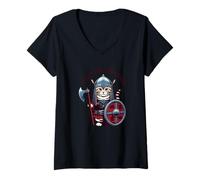 Femme Guerrier Chat Viking Varangian Purr-Guard drôle T-Shirt avec Col en V